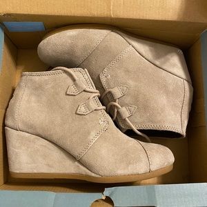 Toms Kala Desert Taupe Suede Booties